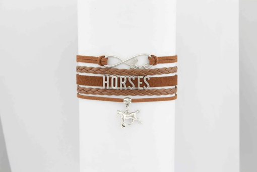 AWST International Brown Leatherette Horse Bracelet