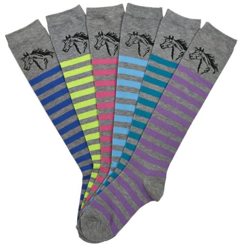 AWST International Lila Striped Knee High Socks - 6 Pack