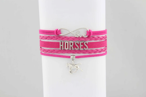AWST International Pink Leatherette Horse Bracelet